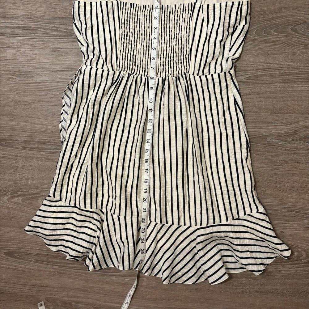 Express Striped Ruffle Hem Mini Dress Women’s Large Cream Black Smocked Back - Picture 8 of 9
